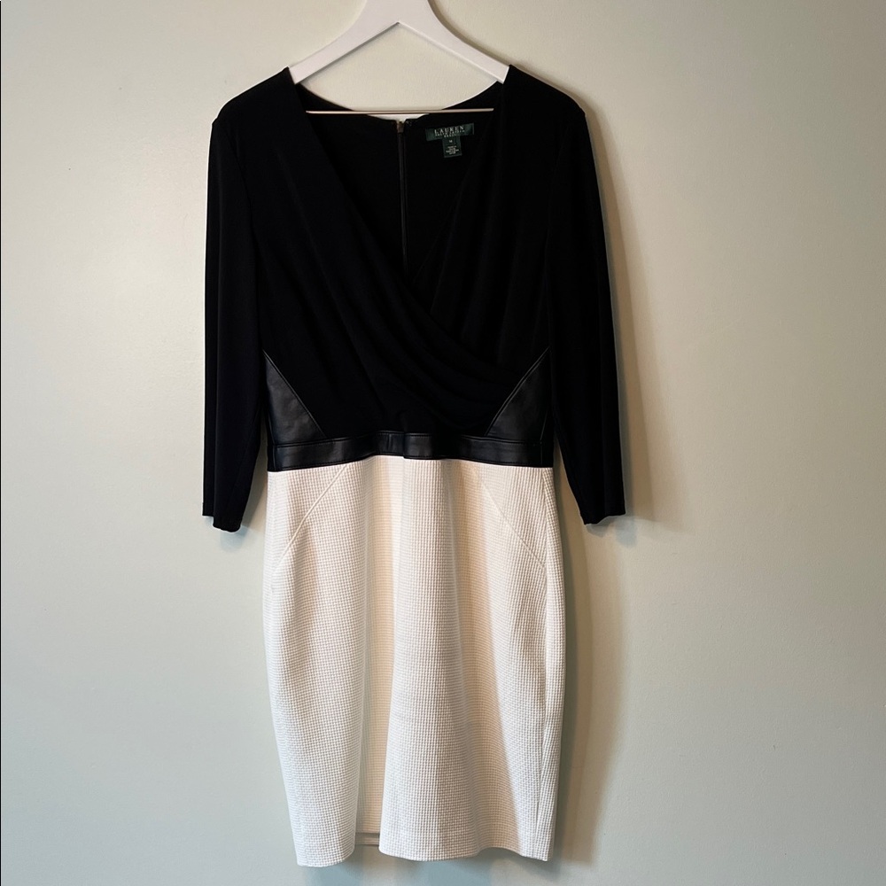 Lauren Ralph Lauren Black and White Long Sleeve Dress